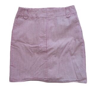 LOFT Red Seersucker Pinstripe Skirt